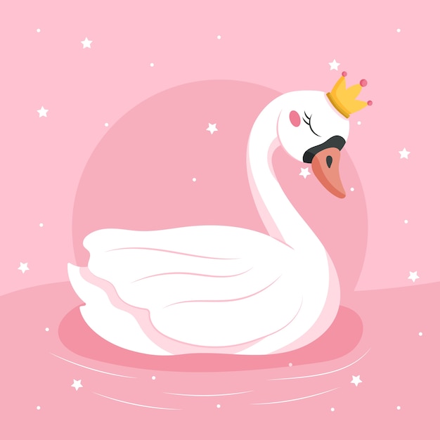 Ilustração de design plano de princesa cisne