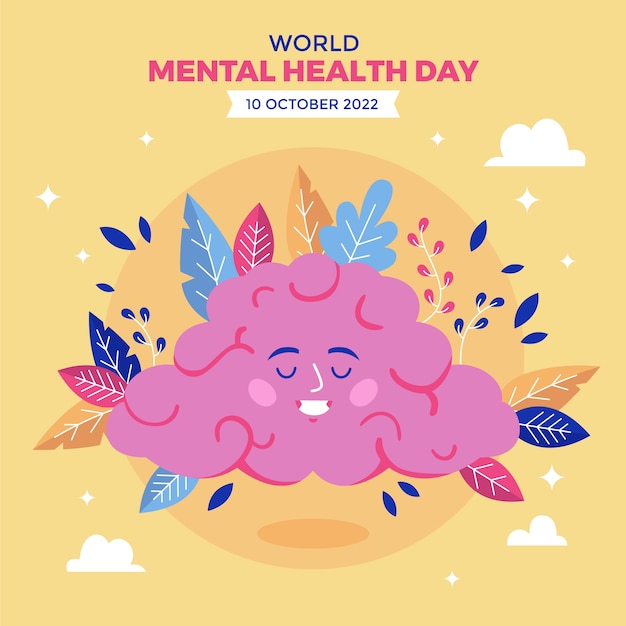 Vetor ilustração de design plano do dia mundial da saúde mental