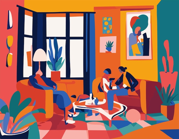 Ilustração de design plano inspirada nas obras de arte recortadas de Matisse