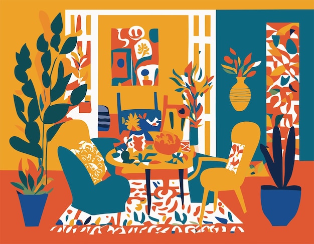 Ilustração de design plano inspirada nas obras de arte recortadas de Matisse