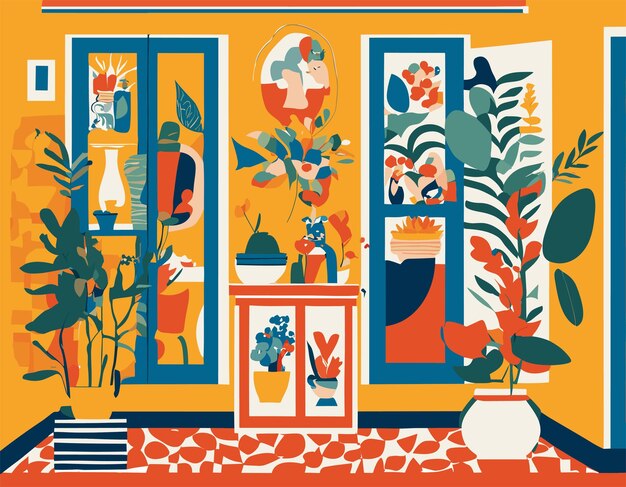 Ilustração de design plano inspirada nas obras de arte recortadas de Matisse