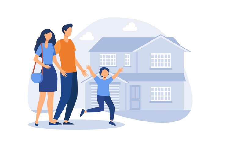 Vetor ilustração de design plano moderno de casa de família