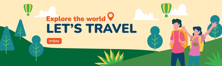 Vetor ilustração de design plano viajando com dia de verão para banner