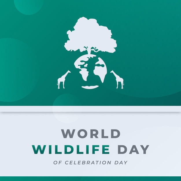 Vetor ilustração de design vetorial de celebração do dia mundial da vida selvagem para publicidade de banner de cartaz de fundo