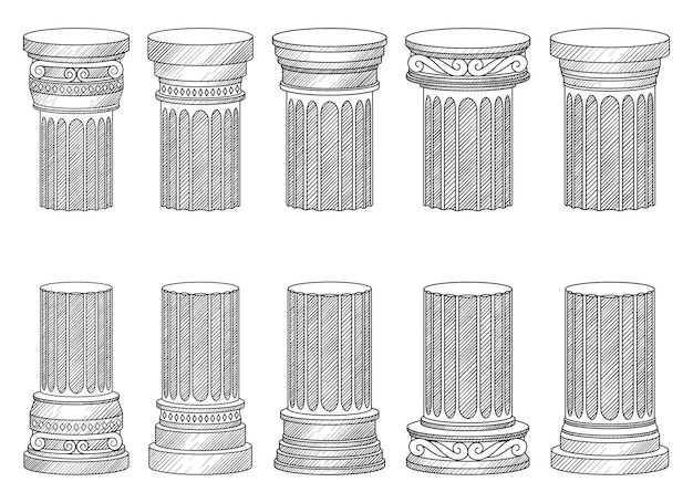 Vetor ilustração de design vetorial de colunas antigas isolada no fundo