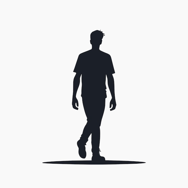 Ilustração de design vetorial plano de silhueta de homem caminhando