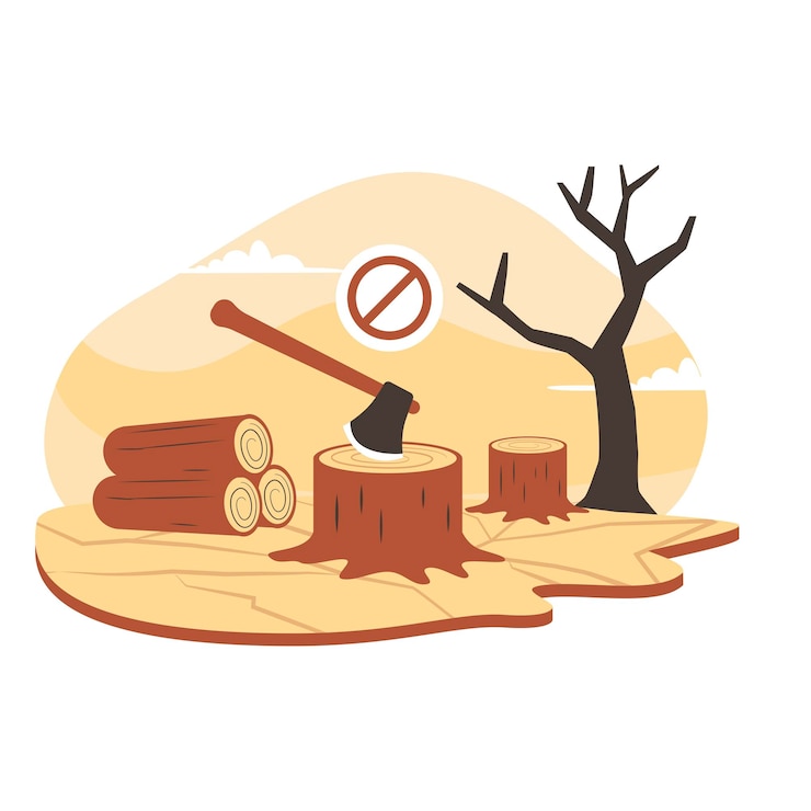 Vetor ilustração de desmatamento e exploração florestal