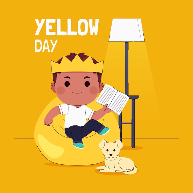 Ilustração de dia amarelo desenhada à mão