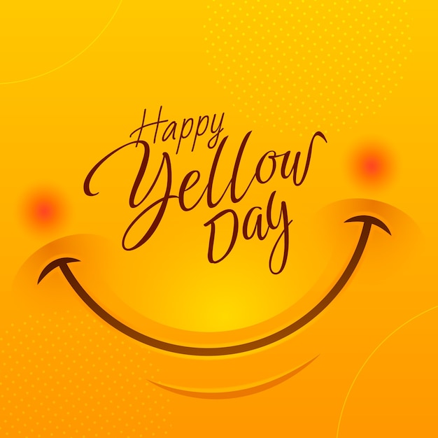 Ilustração de dia amarelo gradiente com sorriso