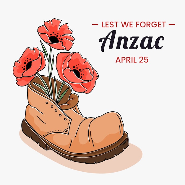 Vetor ilustração de dia anzac desenhada à mão