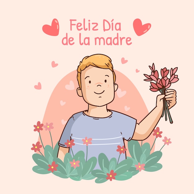 Ilustração de dia das mães desenhada à mão em espanhol