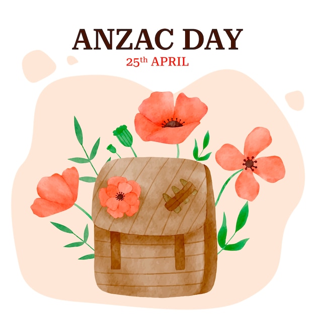 Ilustração de dia de anzac em aquarela