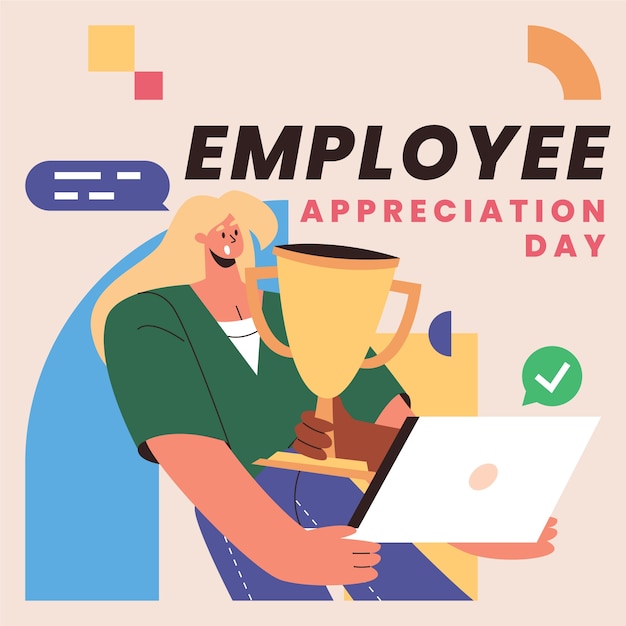 Ilustração de dia de apreciação de funcionário plana