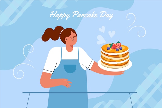 Ilustração de dia de panqueca plana