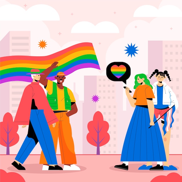 Vetor ilustração de dia do orgulho lgbt plana desenhada à mão