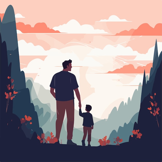 Ilustração de dia dos pais de desenho animado filho e pai