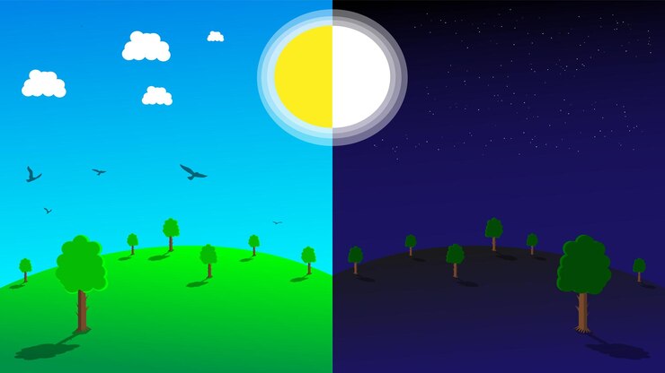Vetor ilustração de dia e noite de um quadro ilustração da natureza