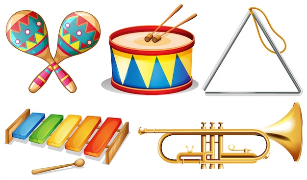 Ilustração de diferentes instrumentos musicais