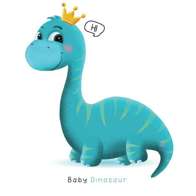 Vetor ilustração de dinossauro bebê fofo desenhado à mão