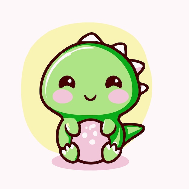 Ilustração de dinossauro fofo Estilo de desenho vetorial de dinossauro kawaii chibi Desenho de dinossauro