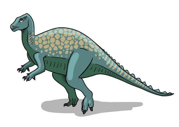 Vetor ilustração de dinossauro iguanodon em estilo cartoon.