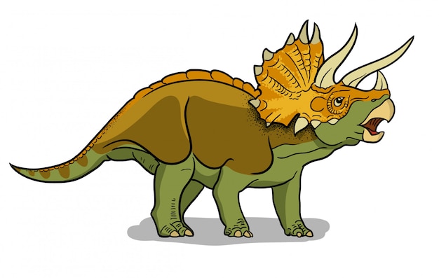 Ilustração de dinossauro triceratops em estilo cartoon.