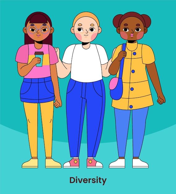 Vetor ilustração de diversidade desenhada a mão