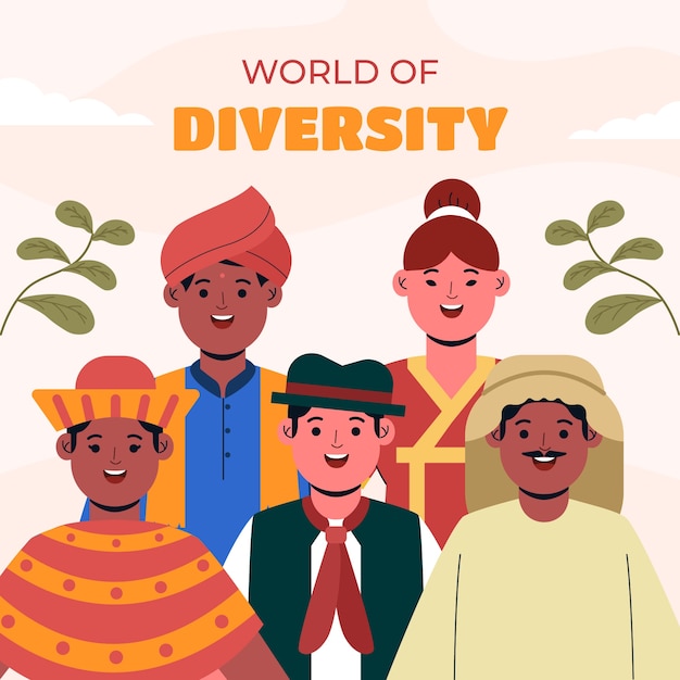 Vetor ilustração de diversidade desenhada a mão