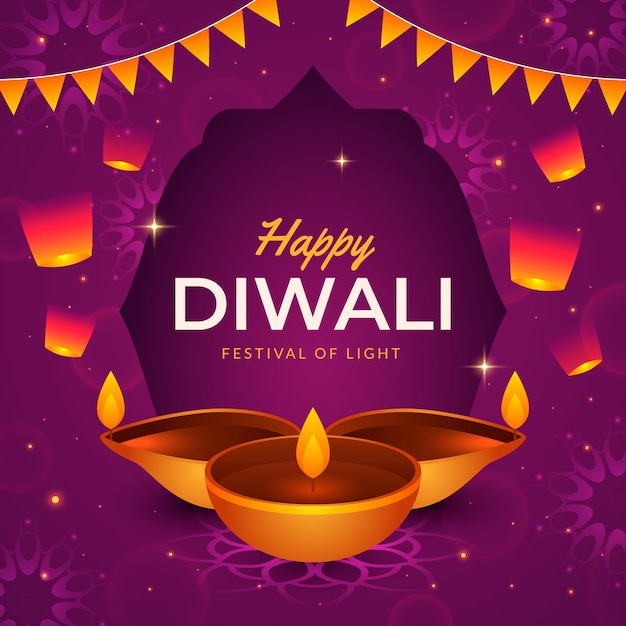 Vetor ilustração de diwali gradiente