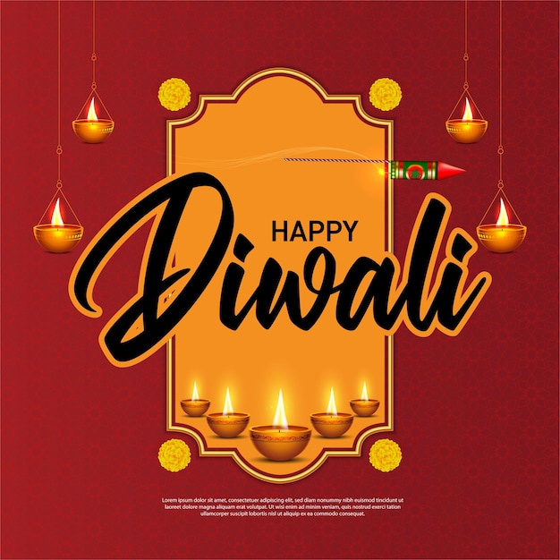 Vetor ilustração de diyas queimando em happy diwali fundo para o festival de luz da índia