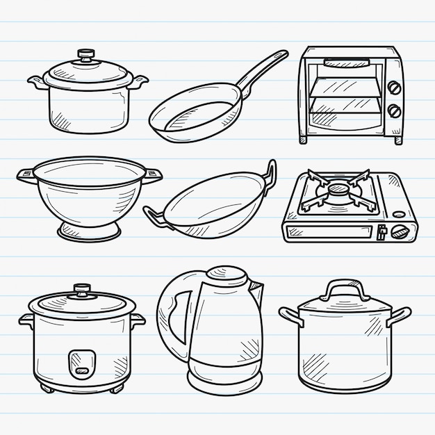 Vetor ilustração de doodle cozinha handdrawn