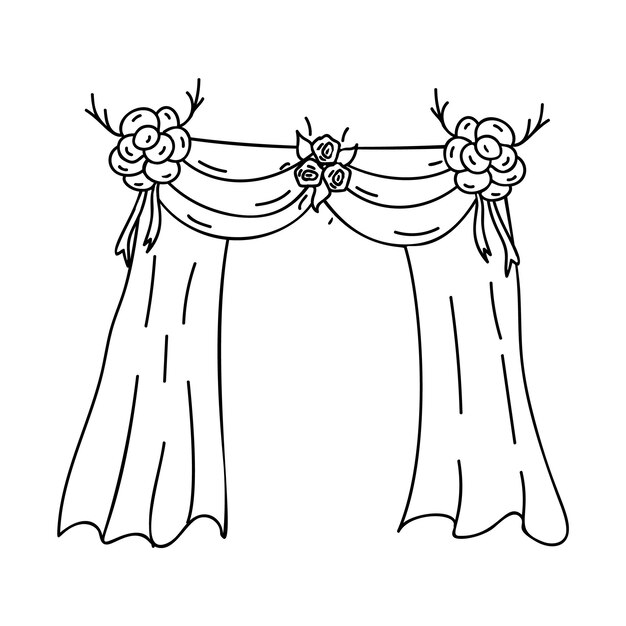 Ilustração de doodle de arco de casamento com flores