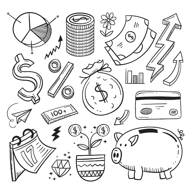 Vetor ilustração de doodle de desenho de banco desenhado à mão