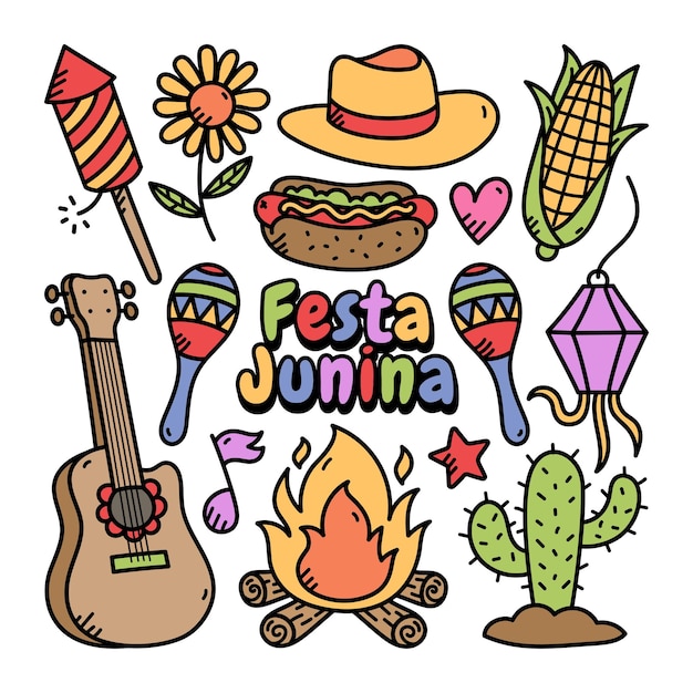 Ilustração de doodle de festa junina