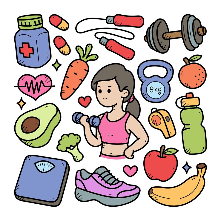 Vetor ilustração de doodle de fitness de ginásio