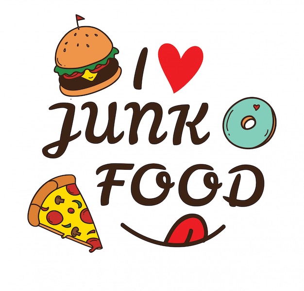 ilustração de doodle de junk food