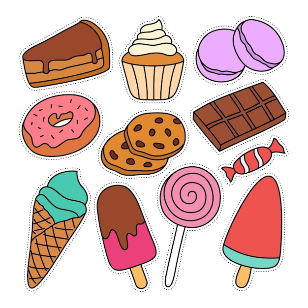 Vetor ilustração de doodle desenhado à mão sweet food