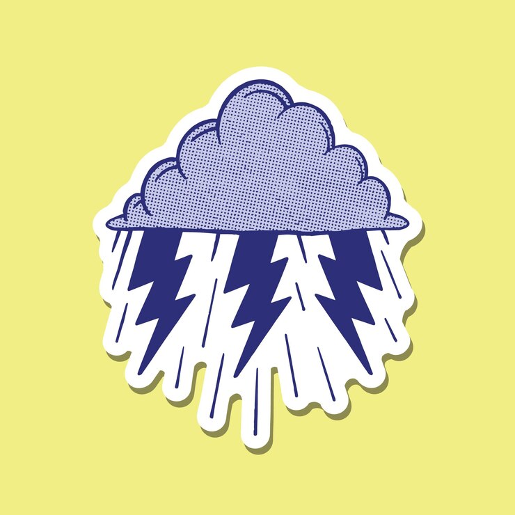 ilustração de doodle vintage de chuva de nuvem desenhada à mão para cartaz de adesivos de tatuagem etc
