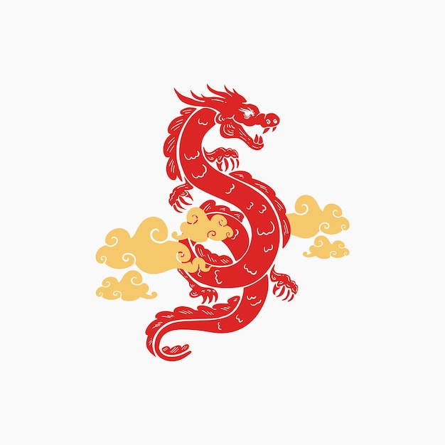 Ilustração de dragão chinês vermelho