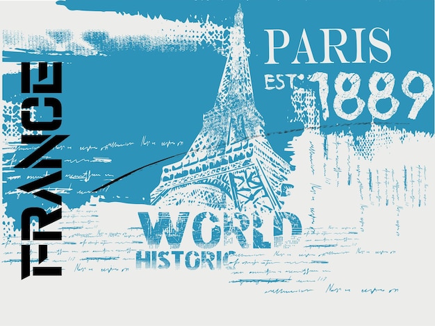 Ilustração de edifícios históricos mundiais na França Paris urbana tipografia arte t camisa gráficos pri