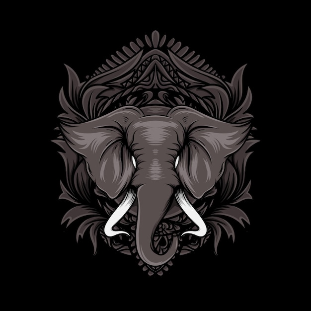 Ilustração de elefante com ornamento