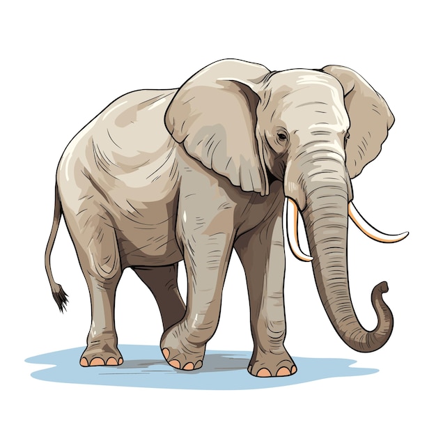 Ilustração de elefante de cor sólida desenhada à mão