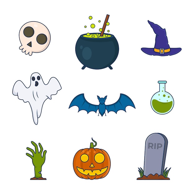 Ilustração de elemento de Halloween. As ilustrações são idênticas à celebração do Halloween
