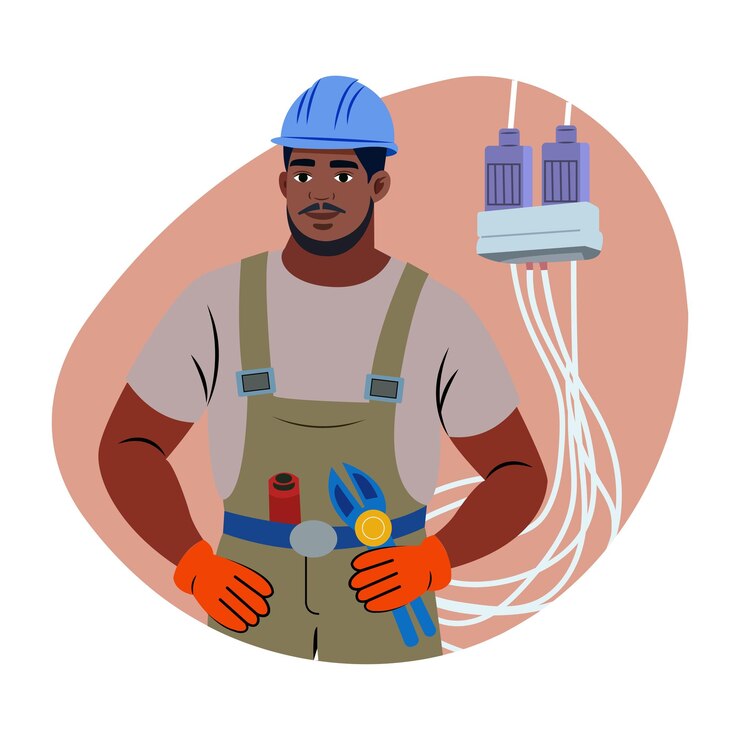 Vetor ilustração de eletricista em estilo plano