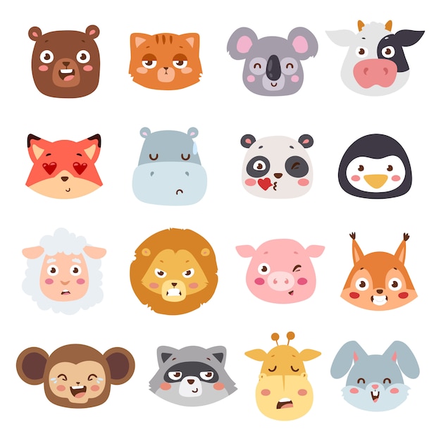 Ilustração de emoções animais.