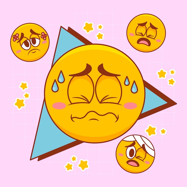 Vetor ilustração de emoji de dor desenhada à mão