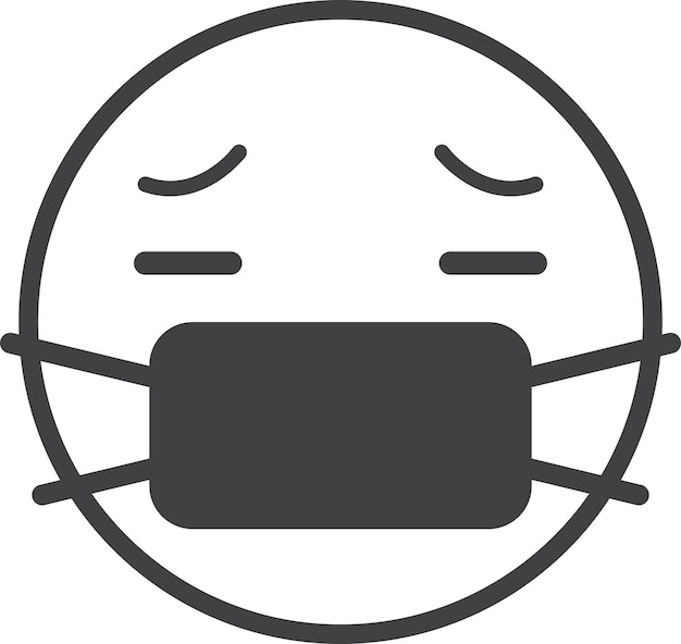 Ilustração de emoji de rosto doente em estilo minimalista