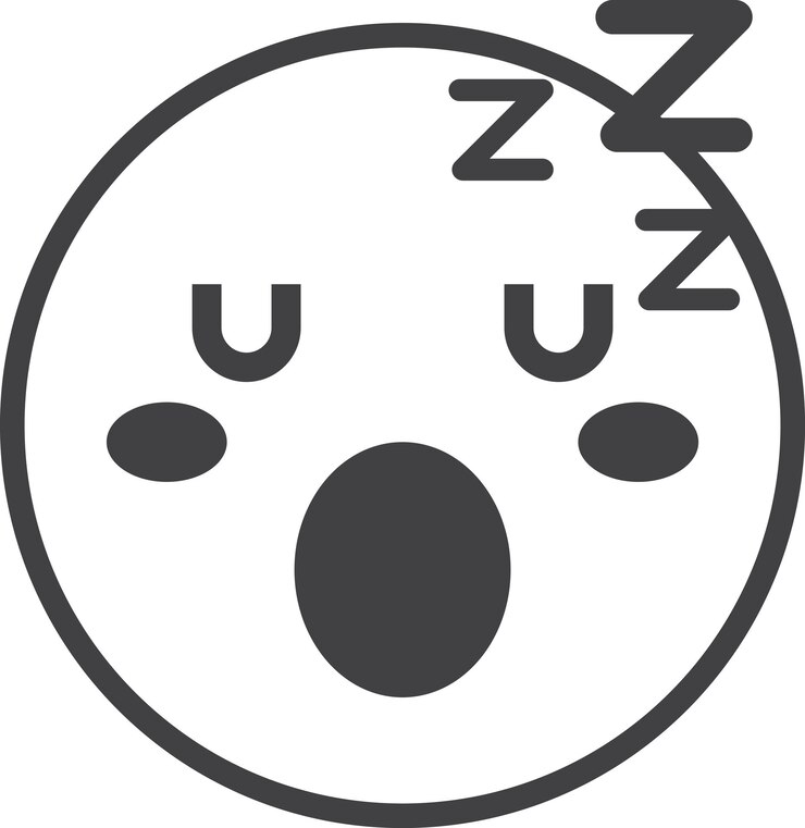 Vetor ilustração de emoji de rosto sonolento em estilo minimalista