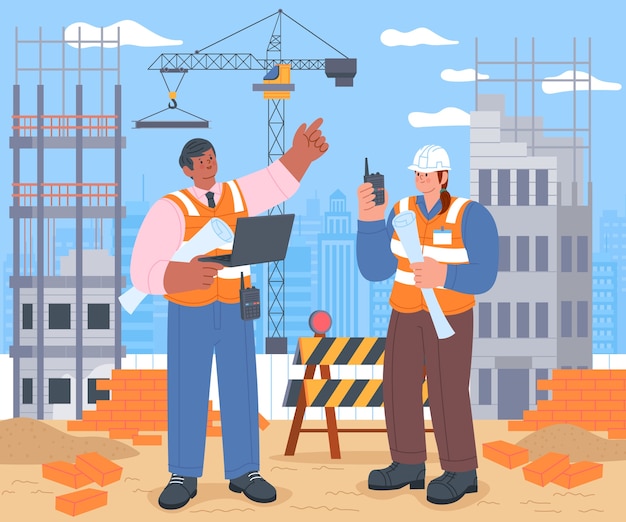 Ilustração de engenharia plana desenhada à mão