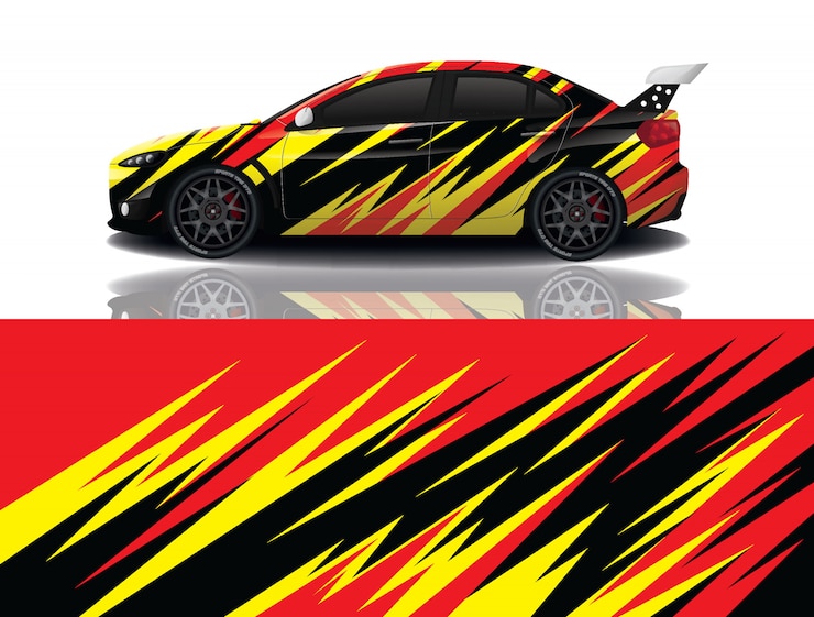 Vetor ilustração de envoltório de decalque de carro esporte